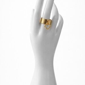 Gold Stainless Steel Adjustable Ring with Moving Charm